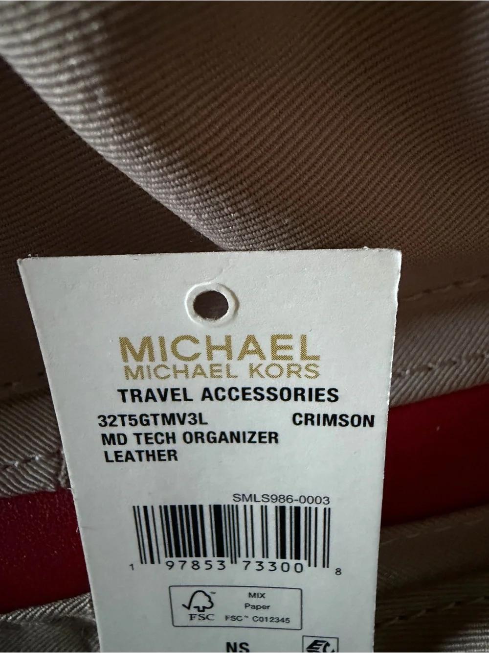 Michael Kors Red Pebbled Leather Cosmetic Case with Gold Logo